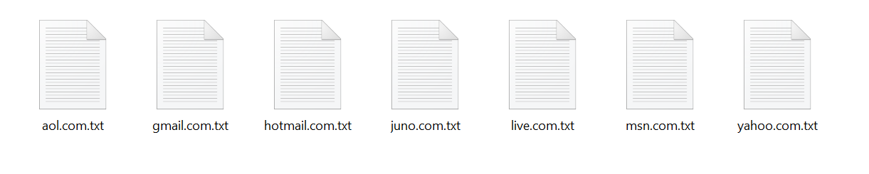 The final sorted email lists ready for download.